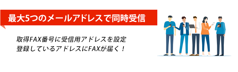 FAXは最大5つのメールアドレスで受信可能